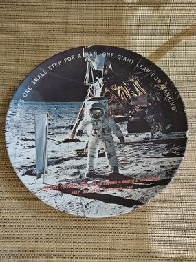 Vintage Texas Ware Moon Landing Commemorative Plate with Astronaut Scene